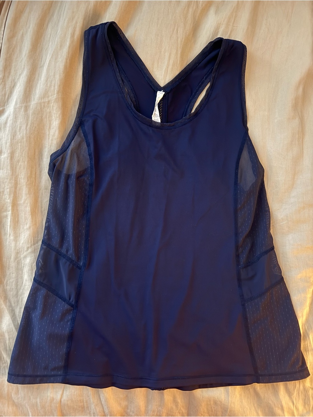 lululemon athletica navy athletic tank with mesh, size 8